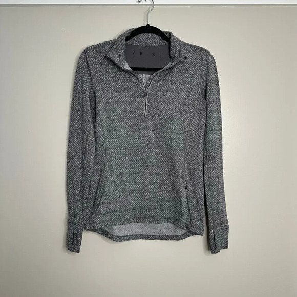 lululemon athletica Jackets & Blazers - Lululemon Outrun 1/2 Zip in Hazy heather white and black